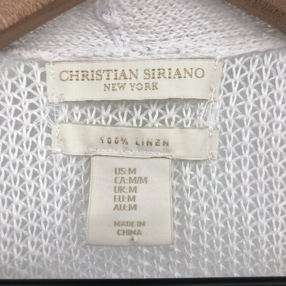 Christian Siriano Linen Cardigan Women Medium Blue Ombré Color Block Loose Knit - Picture 3 of 7